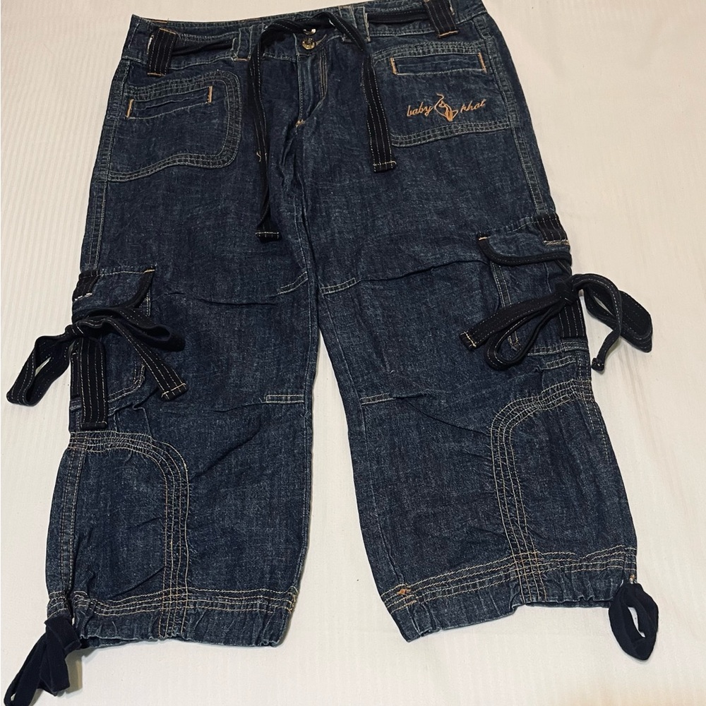 Baby Phat Blue Cargo Shorts with Adjustable Ties